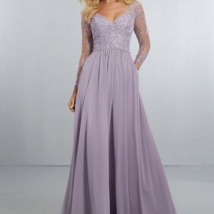 Mori Lee dress in slate blue. Worn one time.